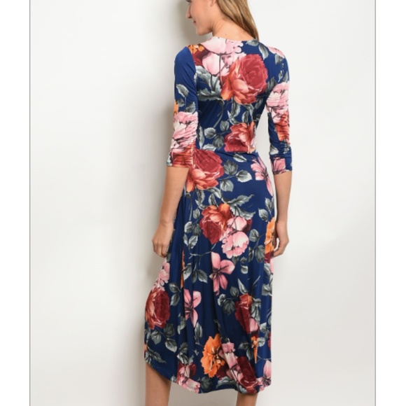 🆕 Navy Floral Midi Dress - Picture 2 of 2